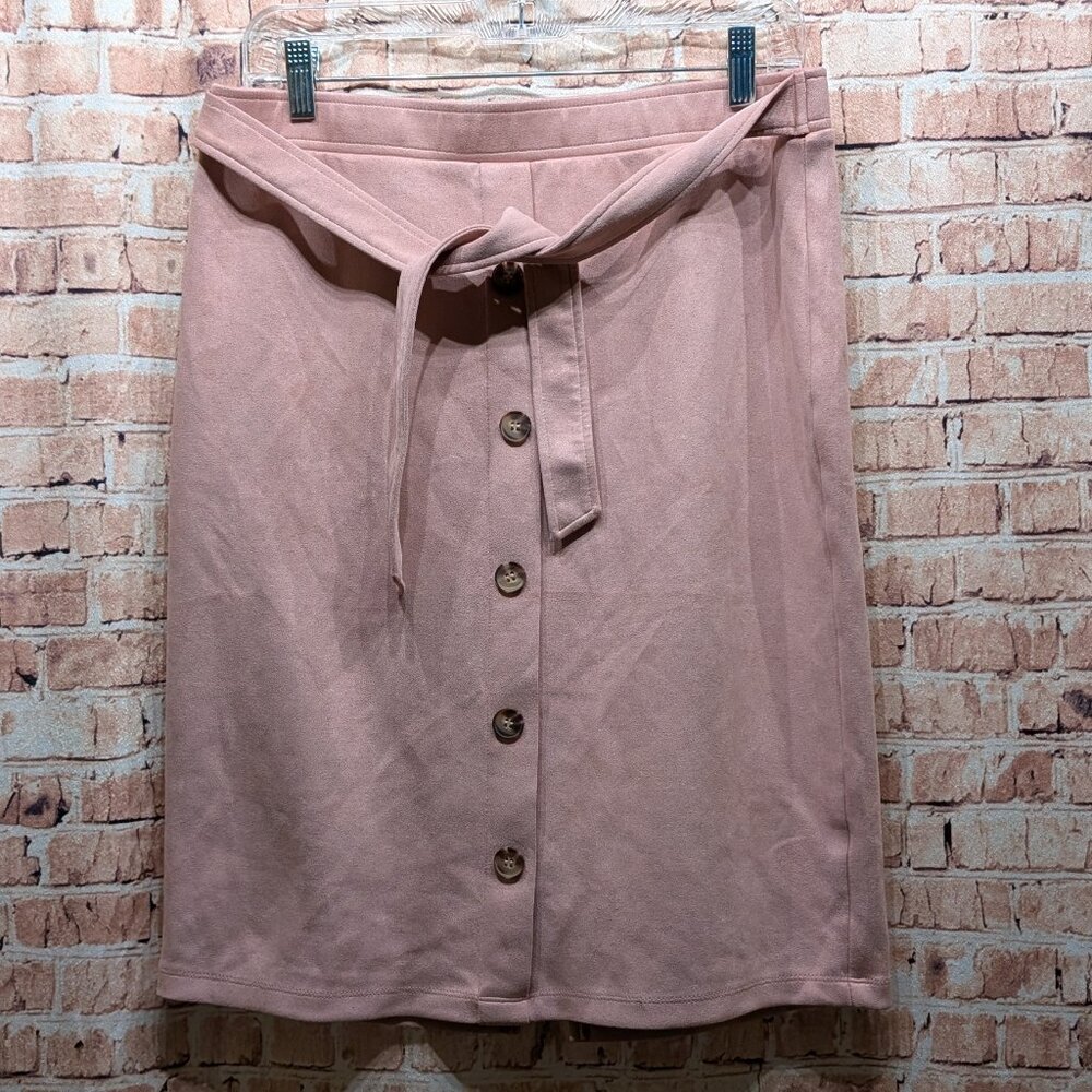 Zoey & Leelo Skirt with Tie Belt Pink Button-Down Size Large